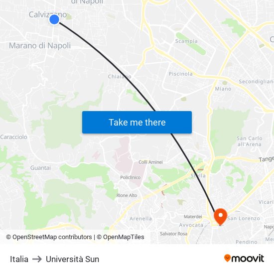 Italia to Università Sun map