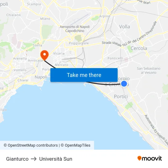 Gianturco to Università Sun map