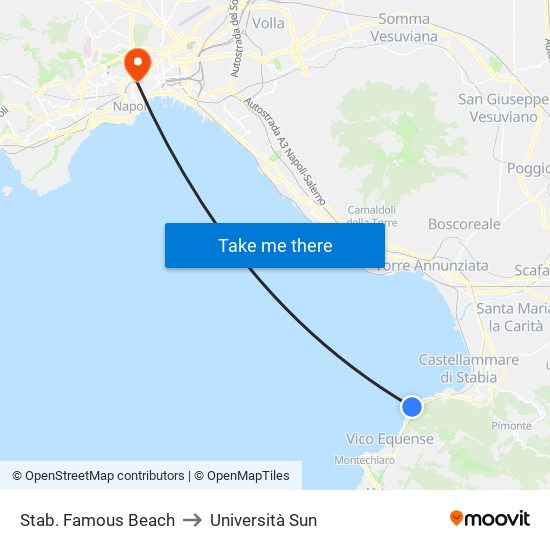 Stab. Famous Beach to Università Sun map