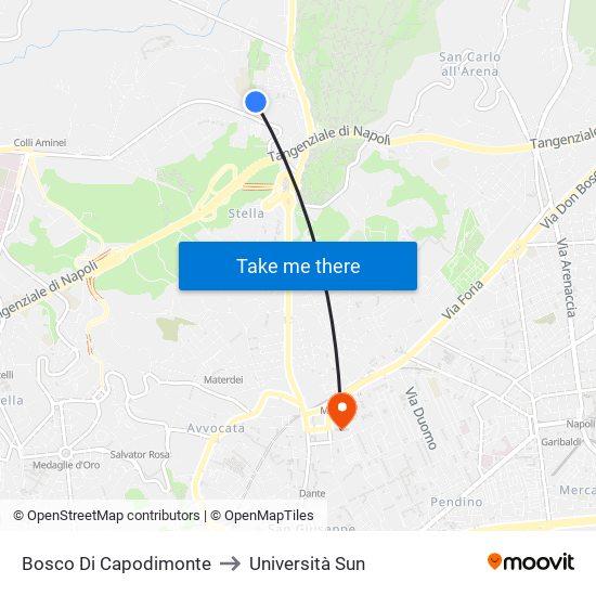 Bosco Di Capodimonte to Università Sun map