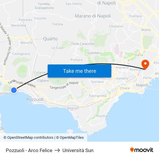 Pozzuoli - Arco Felice to Università Sun map