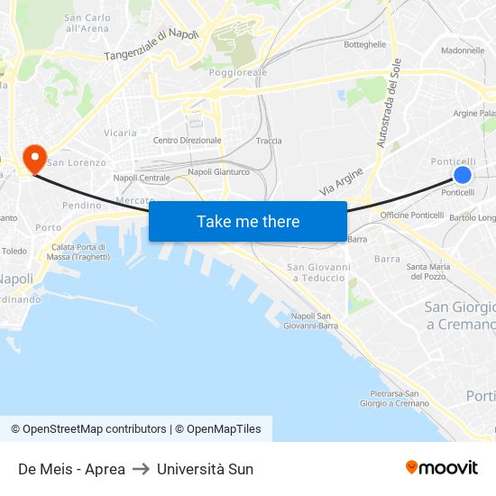 De Meis - Aprea to Università Sun map