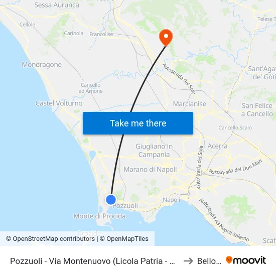 Pozzuoli - Via Montenuovo (Licola Patria - Navidad) to Bellona map