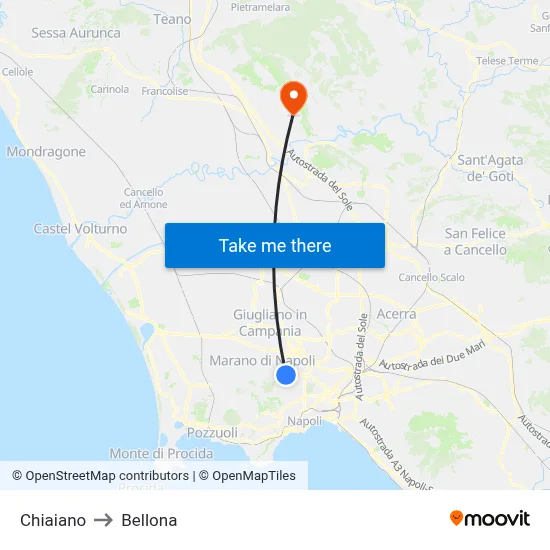Chiaiano to Bellona map