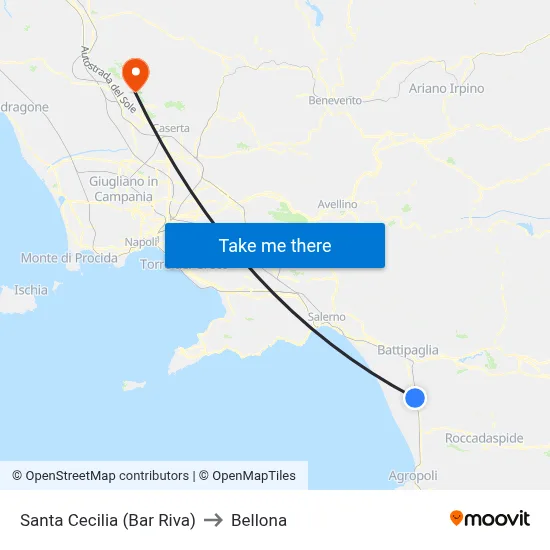 Santa Cecilia (Bar Riva) to Bellona map