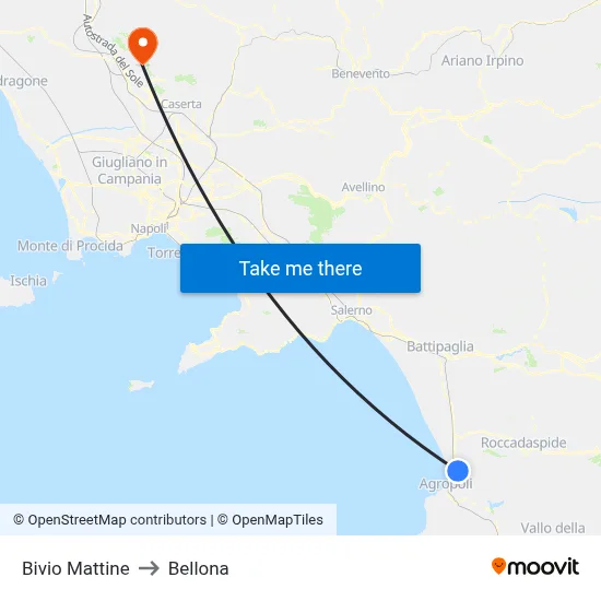 Bivio Mattine to Bellona map