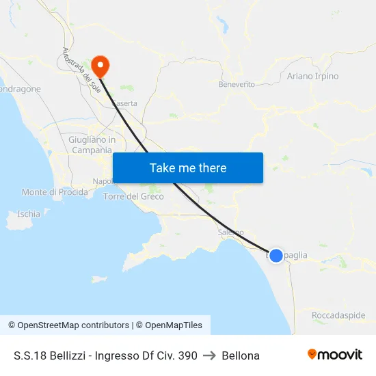 Highway S.S.18 Bellizzi - Entrance Opposite No. 390 to Bellona map