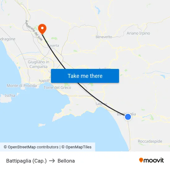 Battipaglia (Terminal) to Bellona map