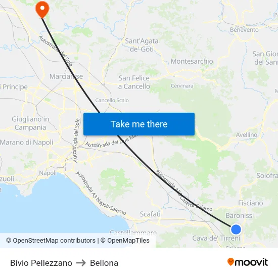 Pellezzano Junction to Bellona map