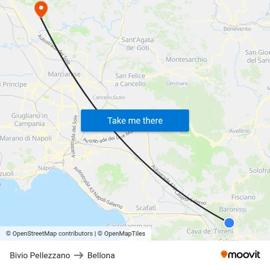 Pellezzano Junction to Bellona map