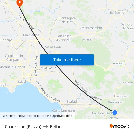 Capezzano (Square) to Bellona map
