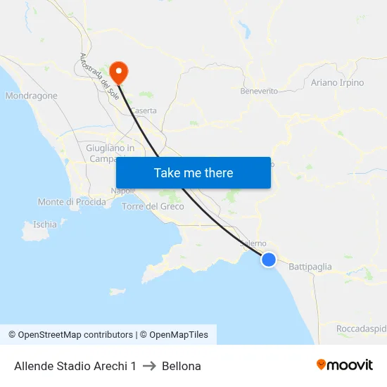 Allende Arechi Stadium 1 to Bellona map