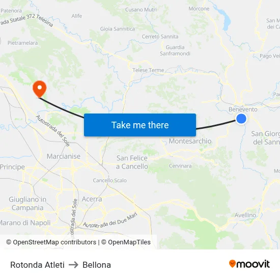 Rotonda Atleti to Bellona map