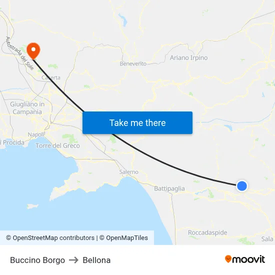 Buccino Borgo to Bellona map