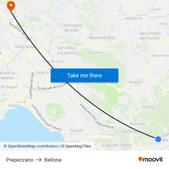 Prepezzano to Bellona map
