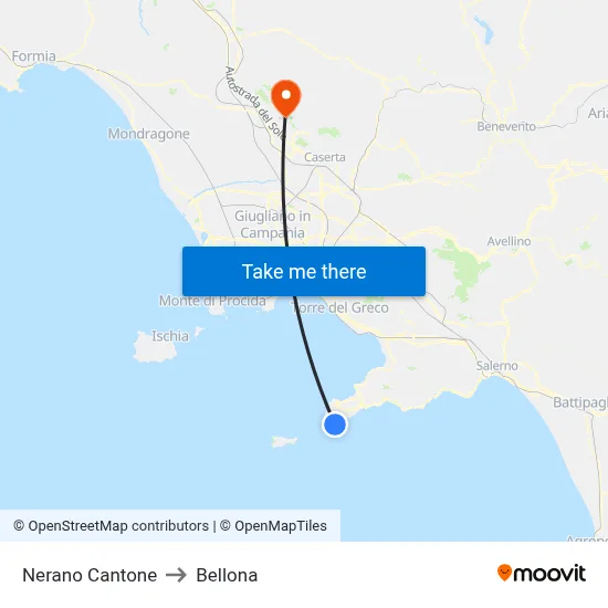 Nerano Cantone to Bellona map