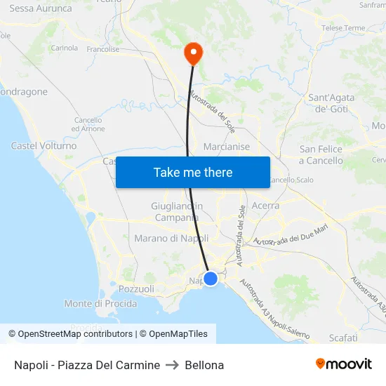 Naples - Carmine Square to Bellona map