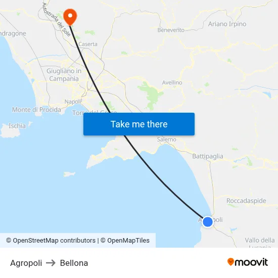Agropoli to Bellona map