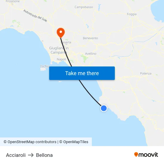 Acciaroli to Bellona map