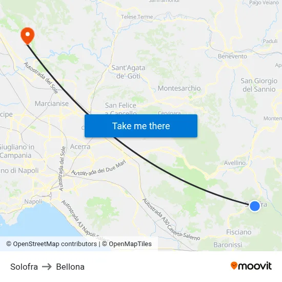 Solofra to Bellona map