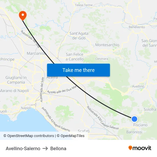 Avellino-Salerno to Bellona map