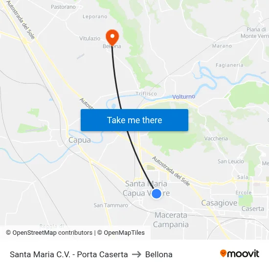 Santa Maria C.V. - Porta Caserta to Bellona map