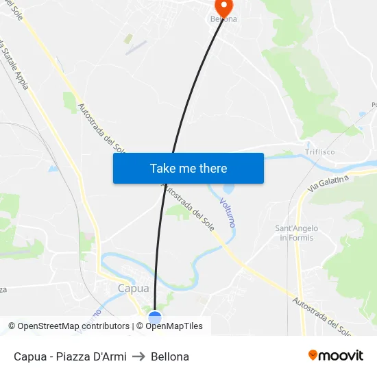 Capua - Piazza D'Armi to Bellona map