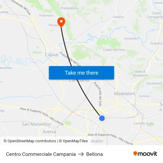 Campania Shopping Center to Bellona map