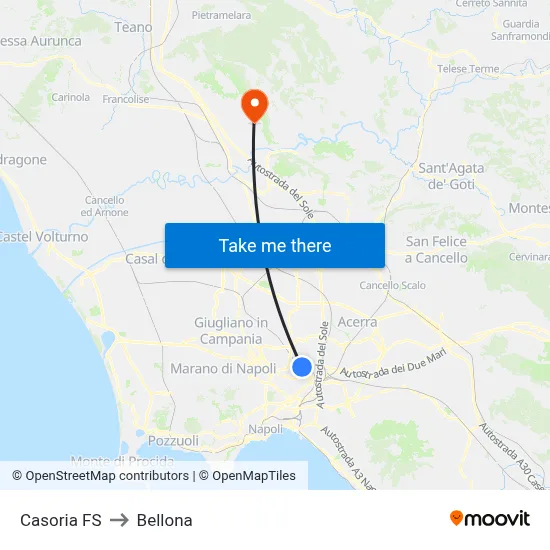 Casoria Railway Station to Bellona map