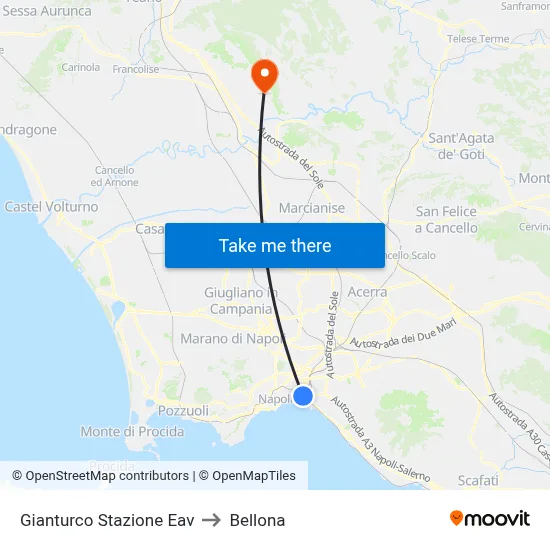Gianturco Stazione Eav to Bellona map
