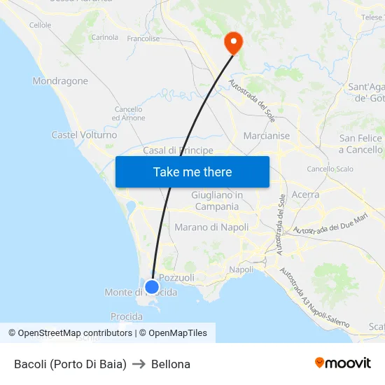 Bacoli (Baia Port) to Bellona map