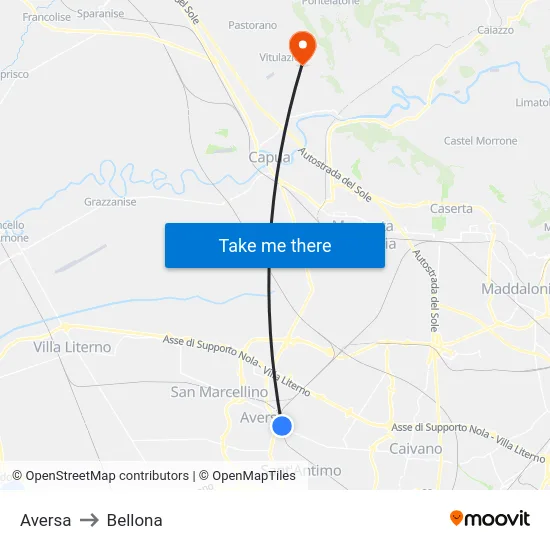 Aversa to Bellona map