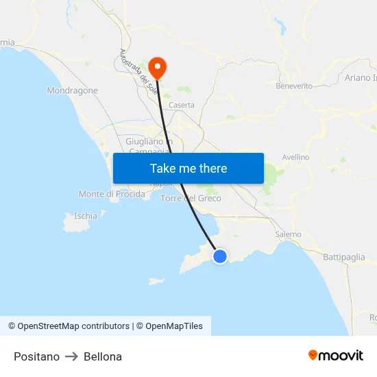 Positano to Bellona map
