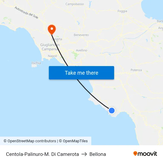 Centola-Palinuro-Marina Di Camerota to Bellona map