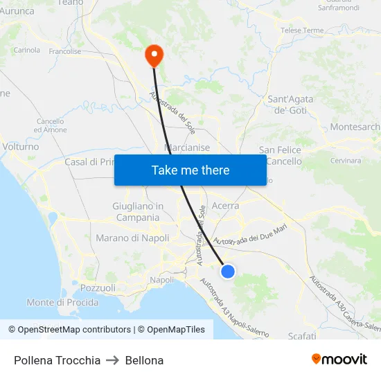 Pollena Trocchia to Bellona map