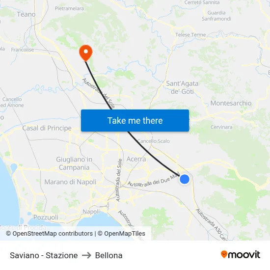 Saviano - Station to Bellona map