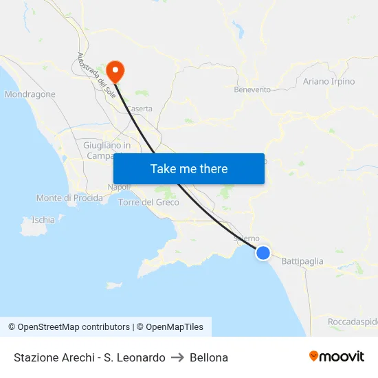 Arechi Station - S. Leonardo to Bellona map