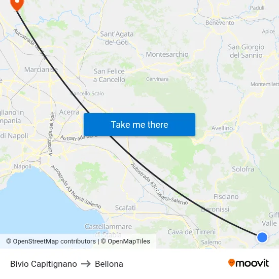 Capitignano Junction to Bellona map