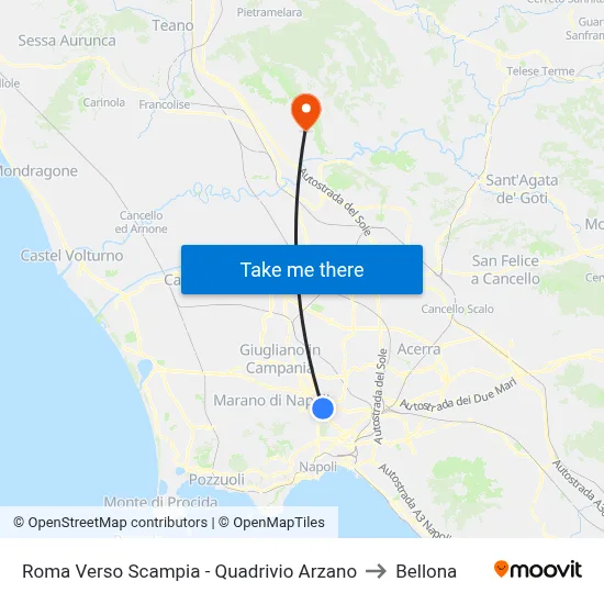 Roma Towards Scampia - Arzano Crossroads to Bellona map
