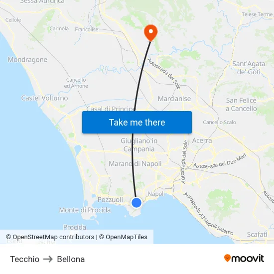 Tecchio to Bellona map