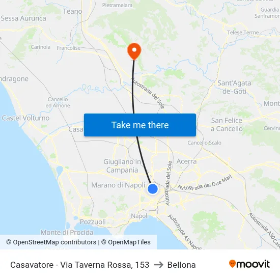 Casavatore - Via Taverna Rossa, 153 to Bellona map