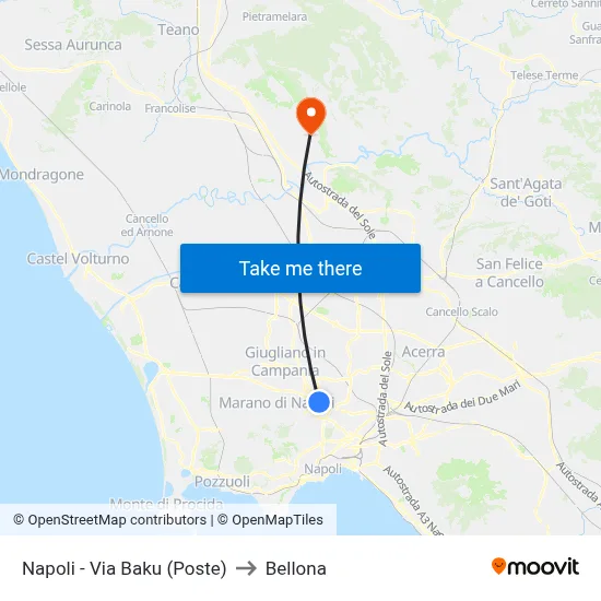 Napoli - Via Baku (Poste) to Bellona map