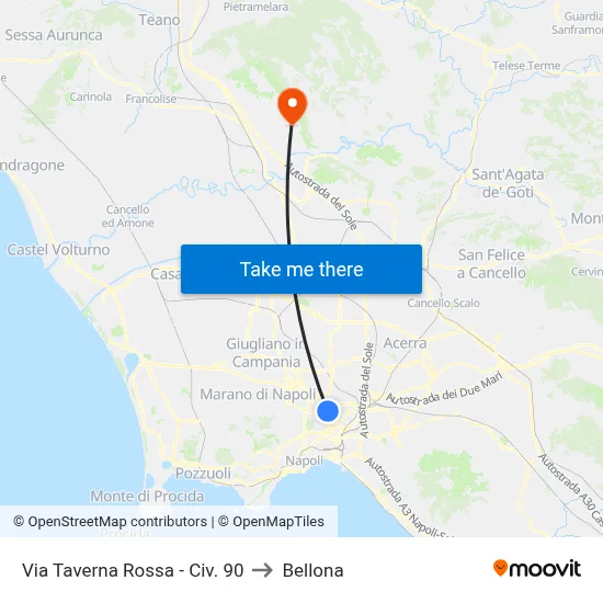 Via Taverna Rossa - No. 90 to Bellona map