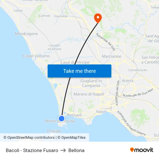 Bacoli - Fusaro Station to Bellona map
