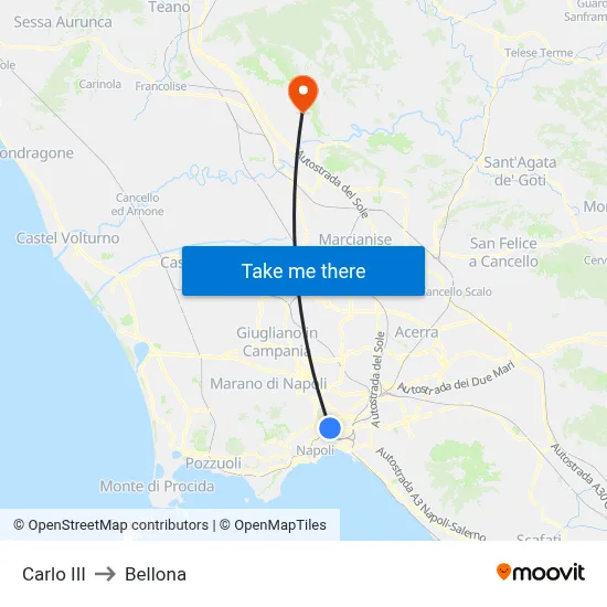 Carlo III to Bellona map