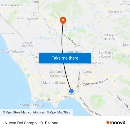 Nuova Del Campo to Bellona map