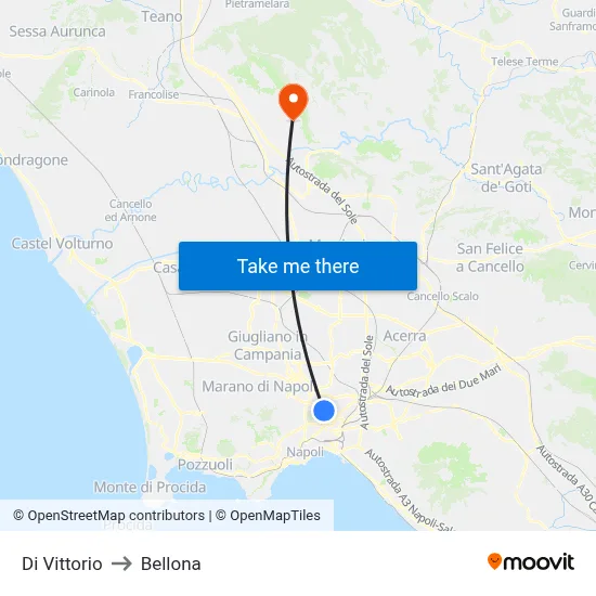 Di Vittorio to Bellona map