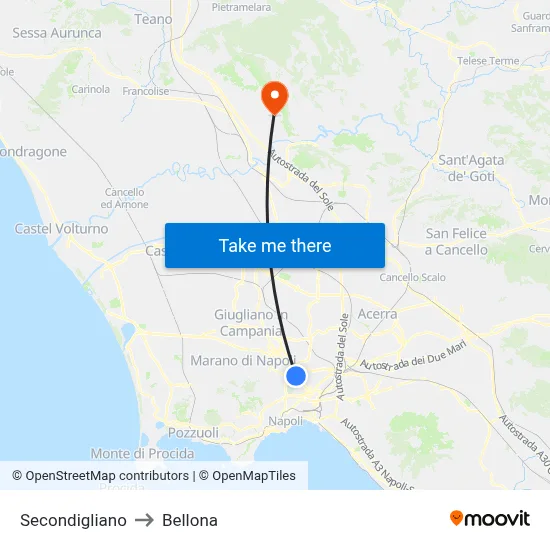 Secondigliano to Bellona map