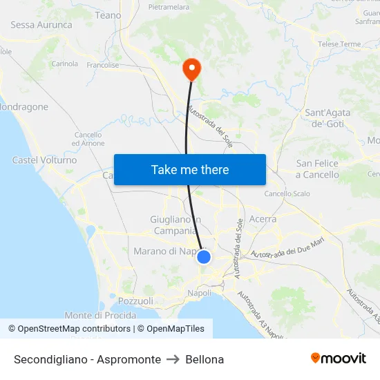 Secondigliano - Aspromonte to Bellona map