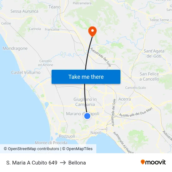 S. Maria A Cubito 649 to Bellona map